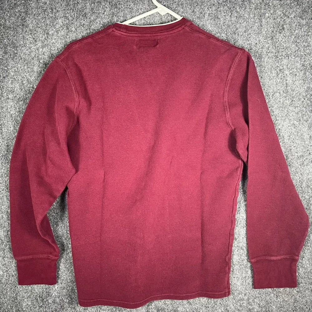 Polo Ralph Lauren Thermal Shirt Mens Medium Burgundy Waffle Knit Long‎ Sleeve